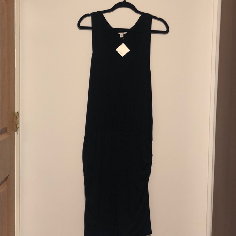 Halogen midi black ruched dress